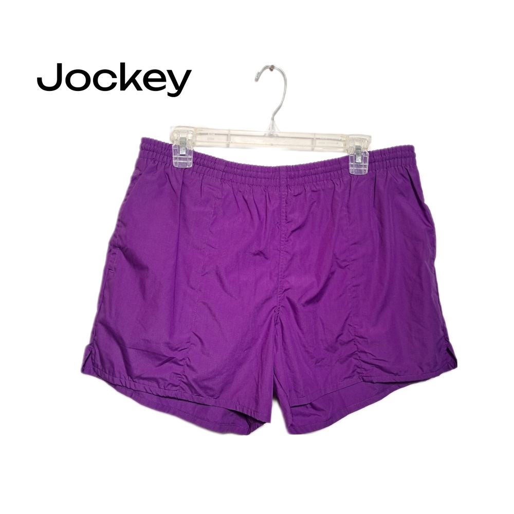 Jockey Shorts Women Purple Athletic Relaxed Fit Excellent Home Gym Shorts-Large